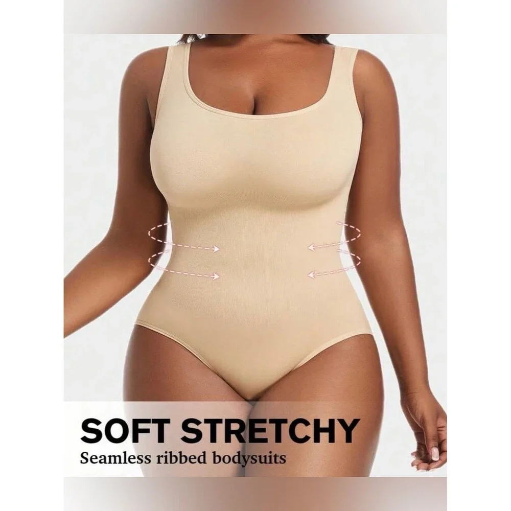 PLUS SIZE Shapewear Bodysuit Seamless Beige Tummy Control 2X NWT